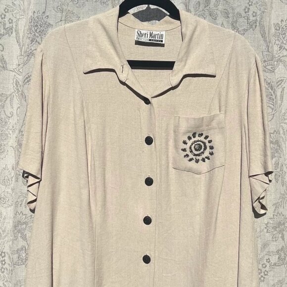 Vintage Sheri Martin NY Beige Top - Picture 1 of 3